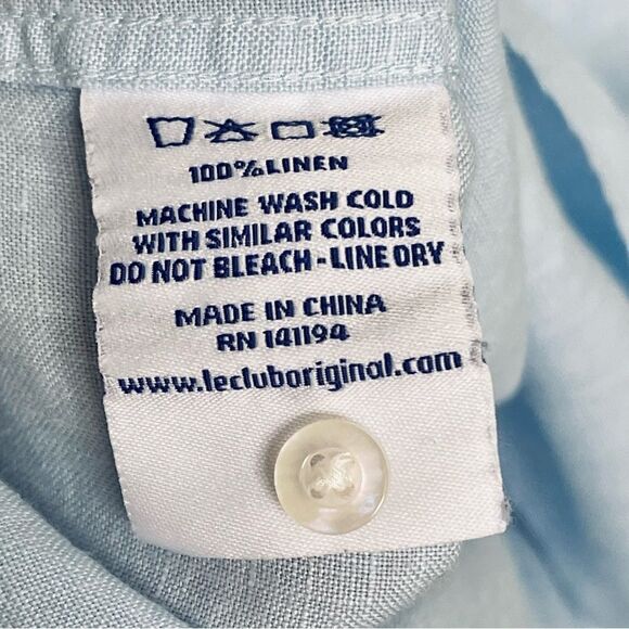 Retro Vintage Y2K LeClub Linen Short Sleeve Button Up Casual Summer Shirt - Picture 14 of 15